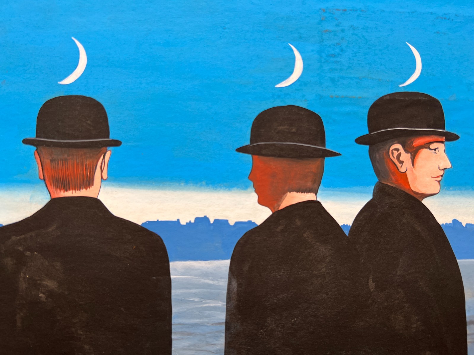 Rene Magritte (Handmade) Drawing On old Paper Signed & Stamped Mixed Media