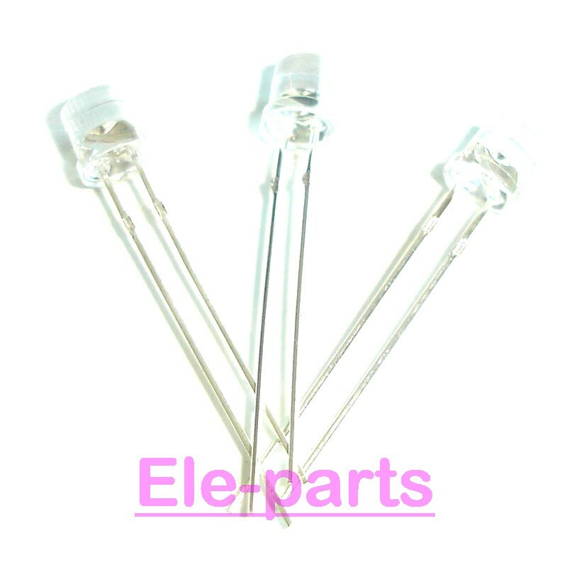 100 PCS LED 5MM DIP-2 Flat top White LED Light Emitting Diode Lamp