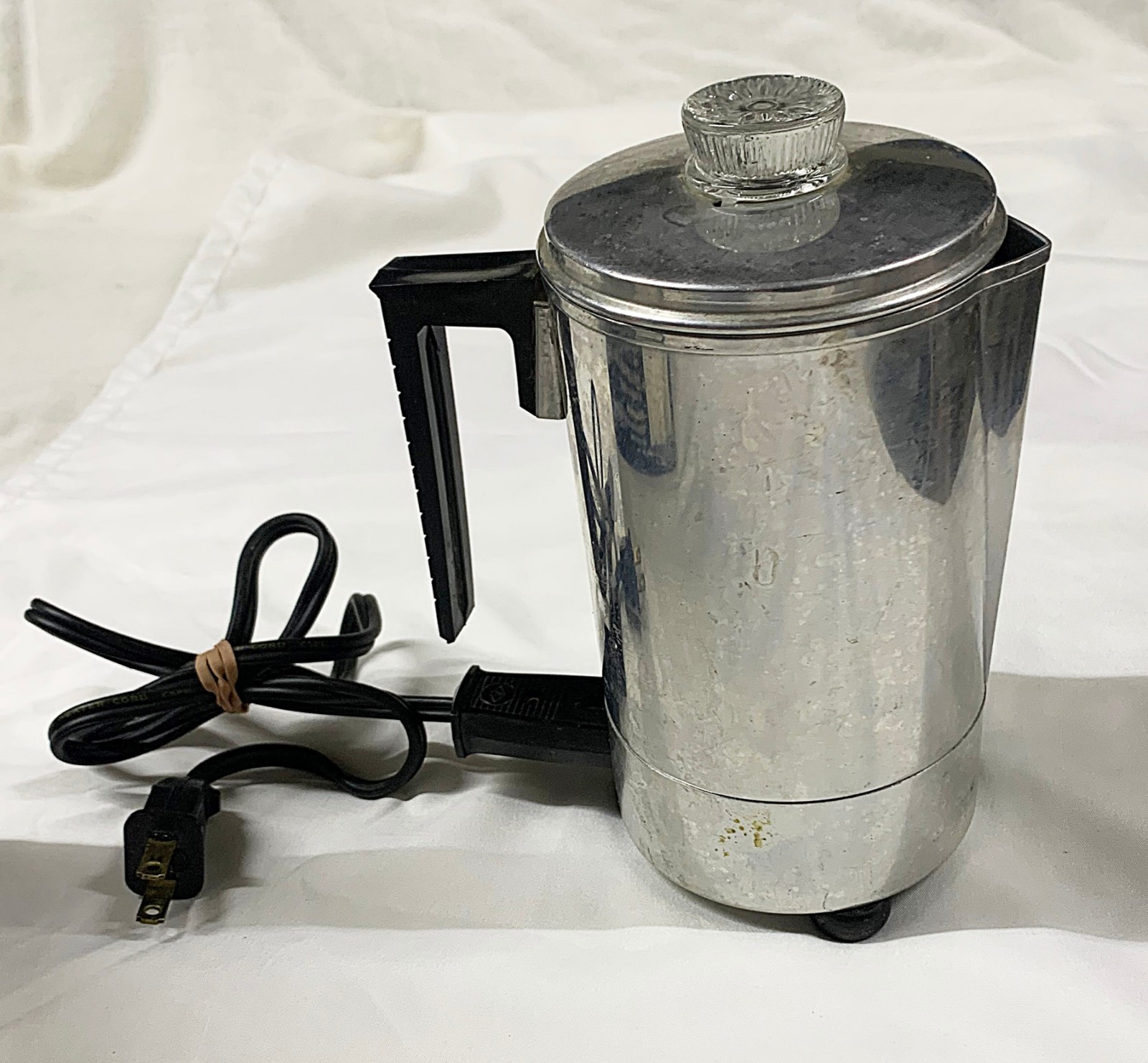 VTG EMPIRE ALUMINUM ELECTRIC COFFEE POT PERCOLATOR 2-3 CUP USA WORKS