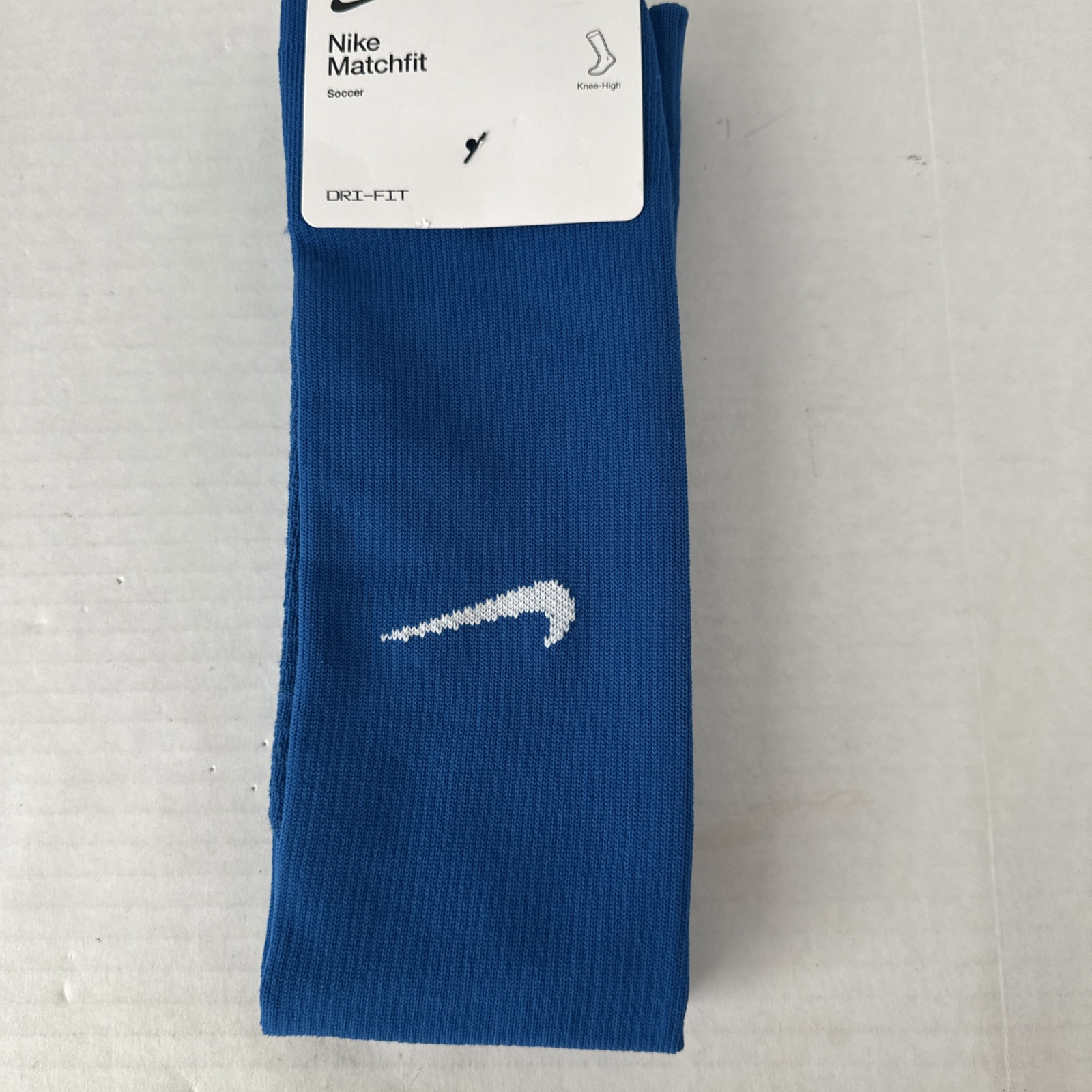 Nike Matchfit Dri-FIT Knee High Soccer Socks Large 8-12 Blue White CV1956-477