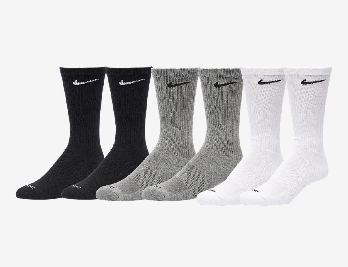 Nike Men's 6 Pack Everyday Cushioned DRI-FIT Socks Sz Large 8-12 Shoe NEW!