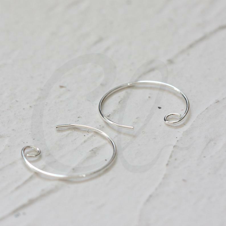 4 Pieces Silver Plated Brass Base Earring Hooks - Earring Wire - 18mm (CW-4016C)