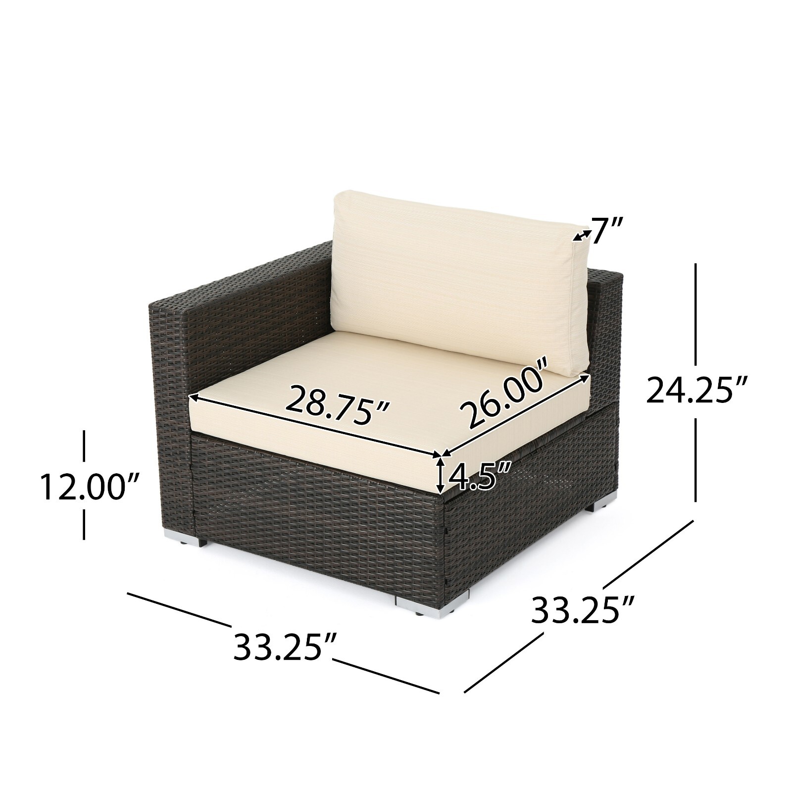 Francisco 5pc Outdoor Brown Wicker/Aluminum Seating Sectional Set w/ Cushions
