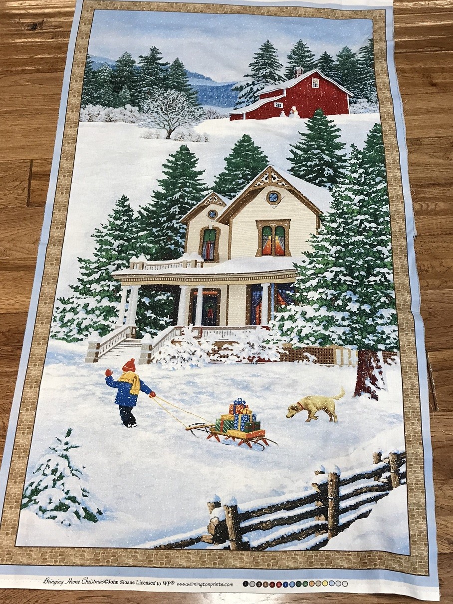 Bringing Home Christmas cotton quilters Fabric Panel 25 x 44 Wilmington
