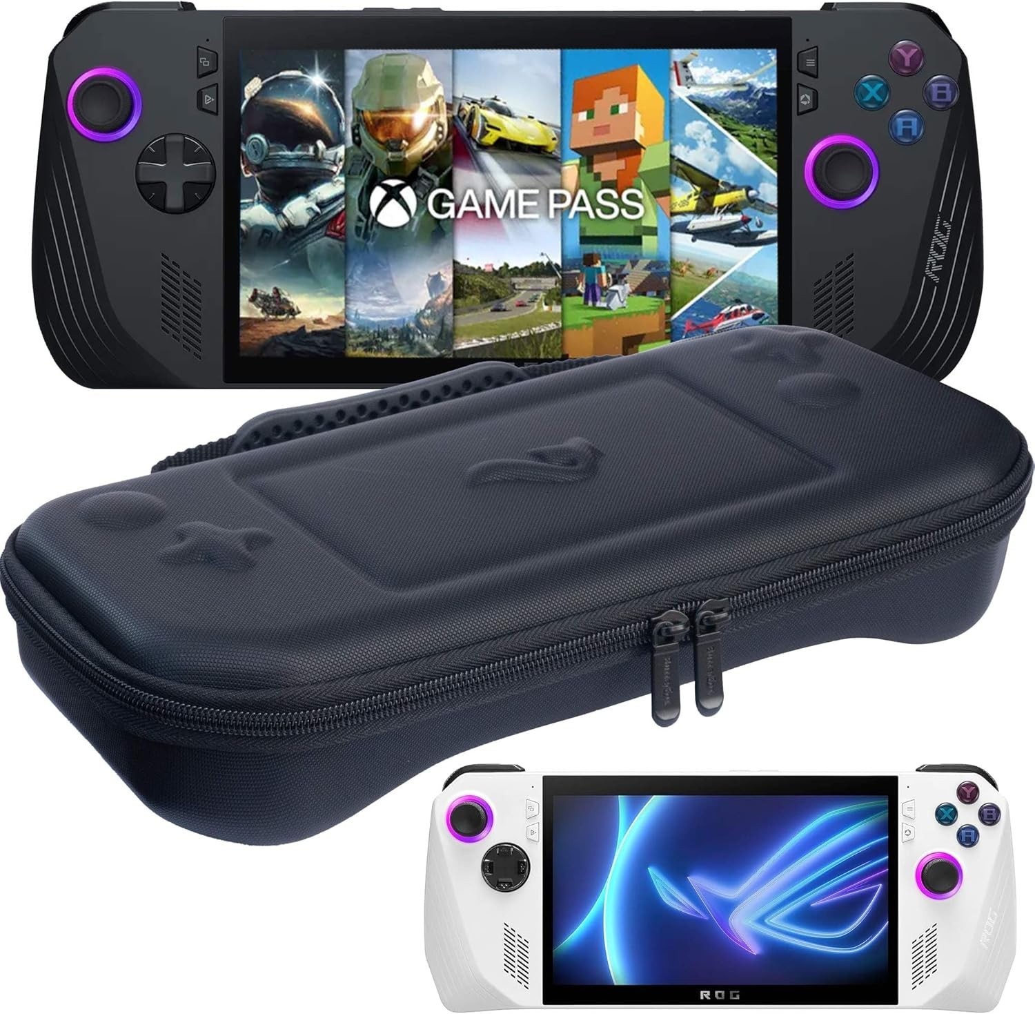 Slim Carrying Case Bag for ASUS Rog Ally X (Black/Blue)