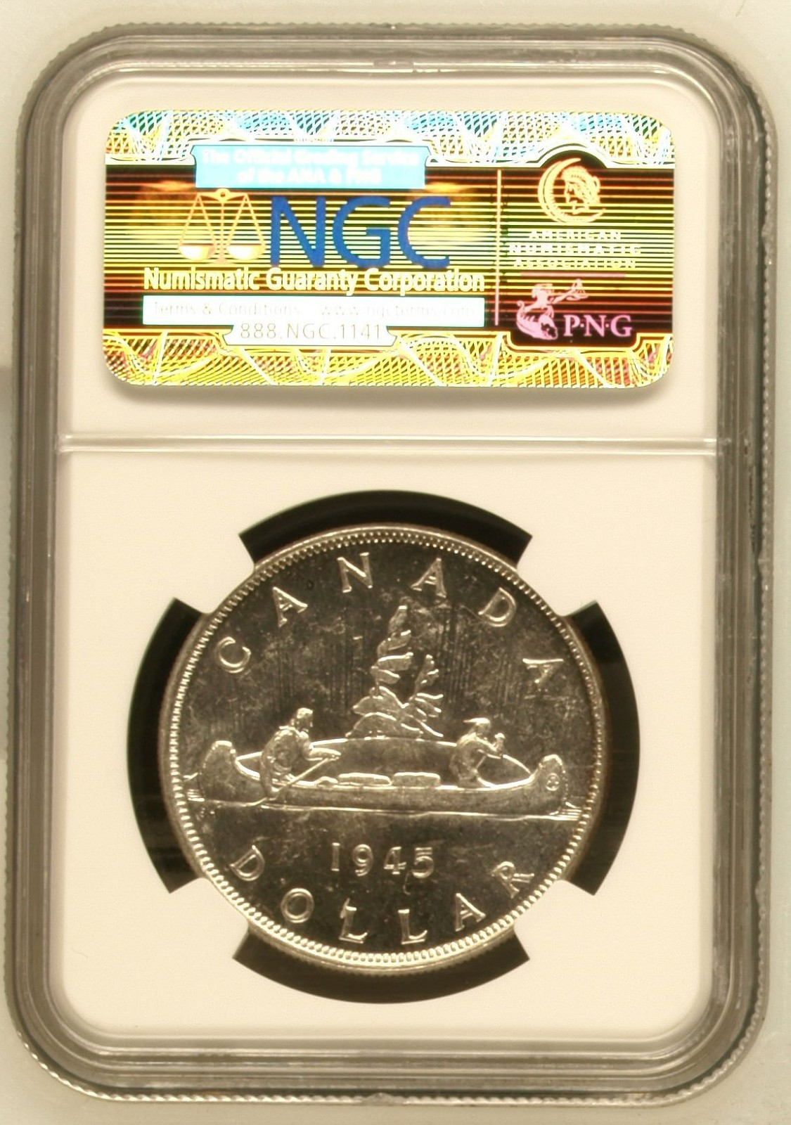 1945 Canada Silver Dollar $1 NGC MS62 George VI