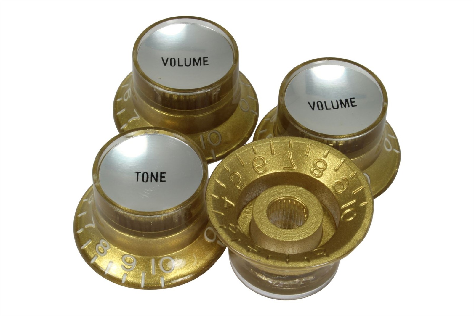 Bell Hat Knobs Gold w/Silver Reflector for Gibson USA 4pk