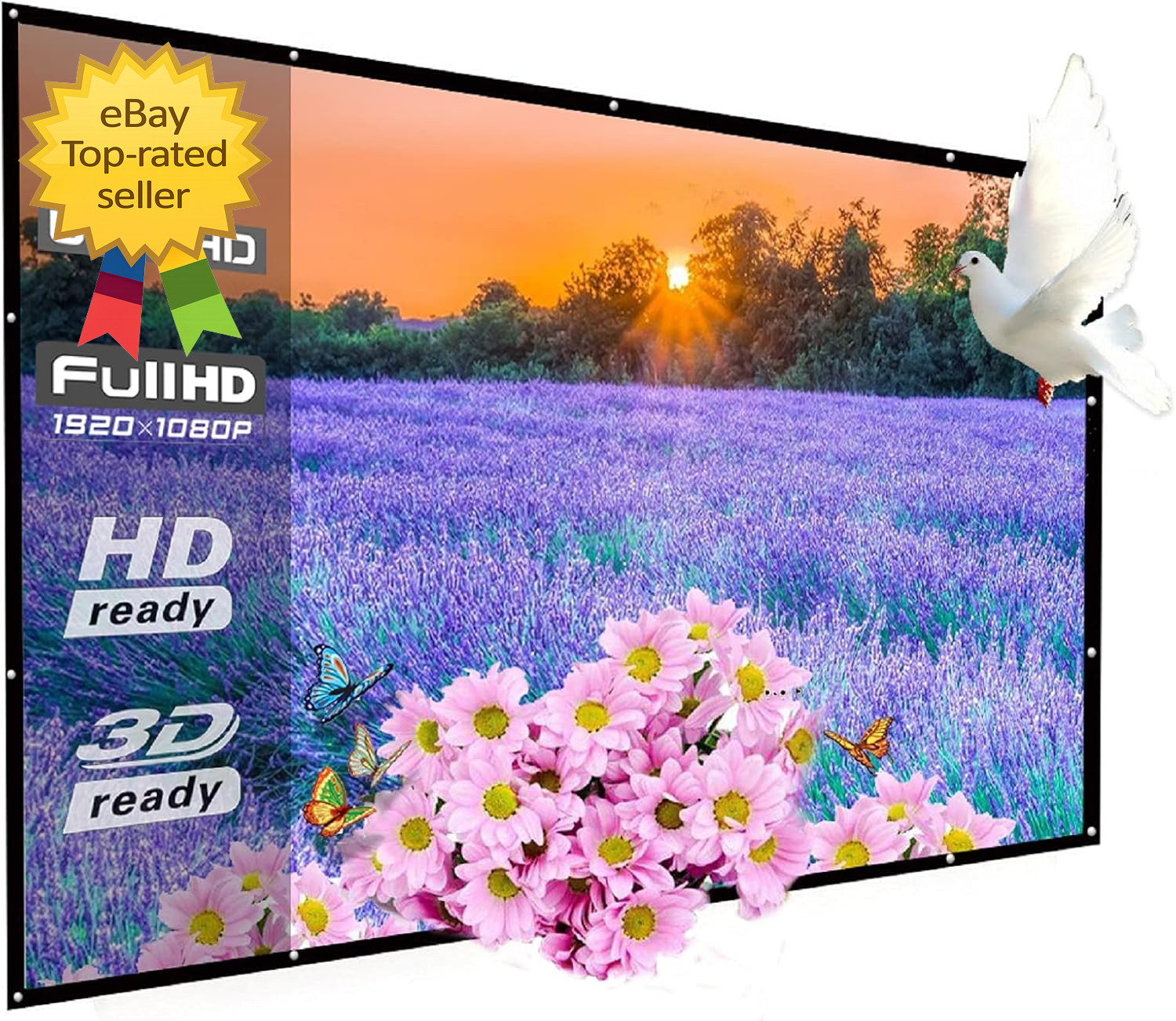 180 Inch Outdoor Projector Screen HD 16 9 Portable Folding Theater Screen Setup