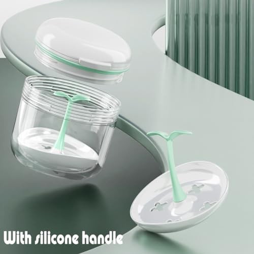 Retainer Case, Denture Bath Box with Strainer Basket, Mouth Guard Case, White