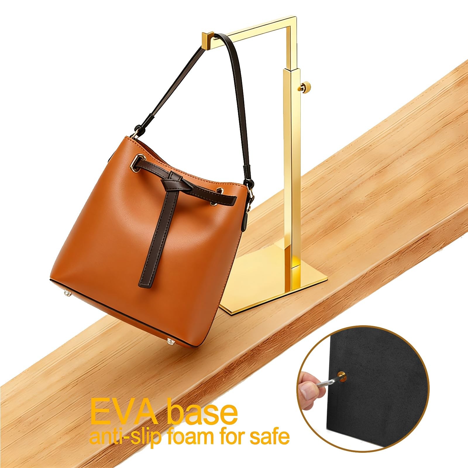 Gold Purse Display Stand, 2 Pack Handbag Display Stand Adjustable Height Stai...