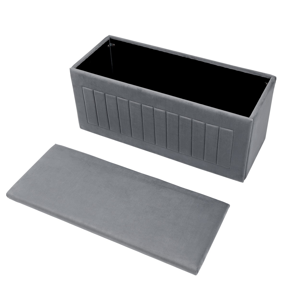 40" Storage Bench End of Bed Velvet Ottoman Upholstered Storage Seat For Bedroom