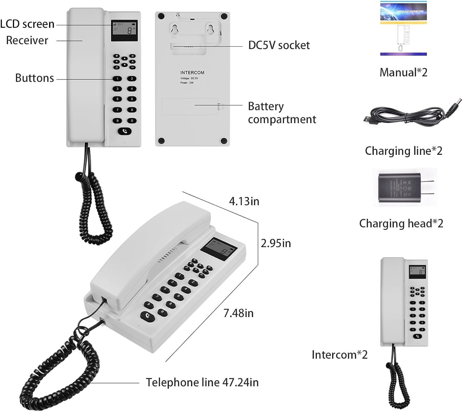 Wireless Intercom System for Home and Business 2 Pack Long Range 3280ft