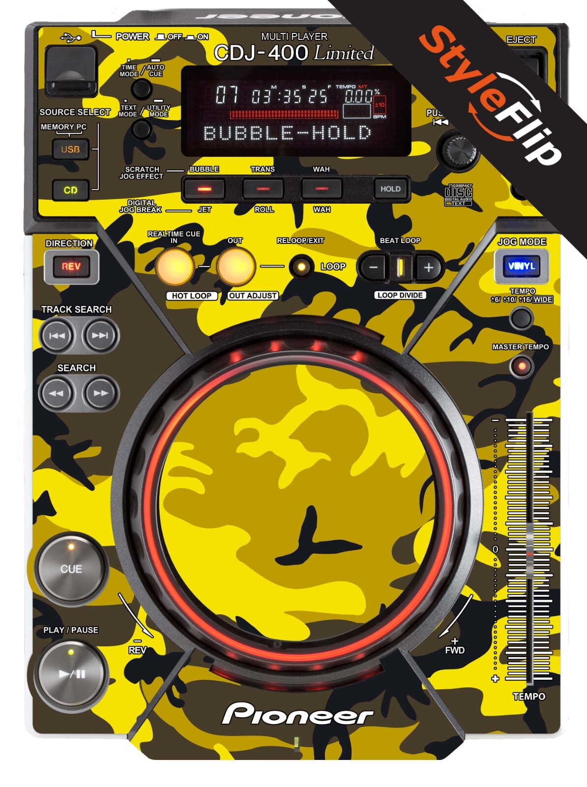 Pioneer CDJ-400 Skin | Camo Yellow | Protective Decal | StyleFlip Skins