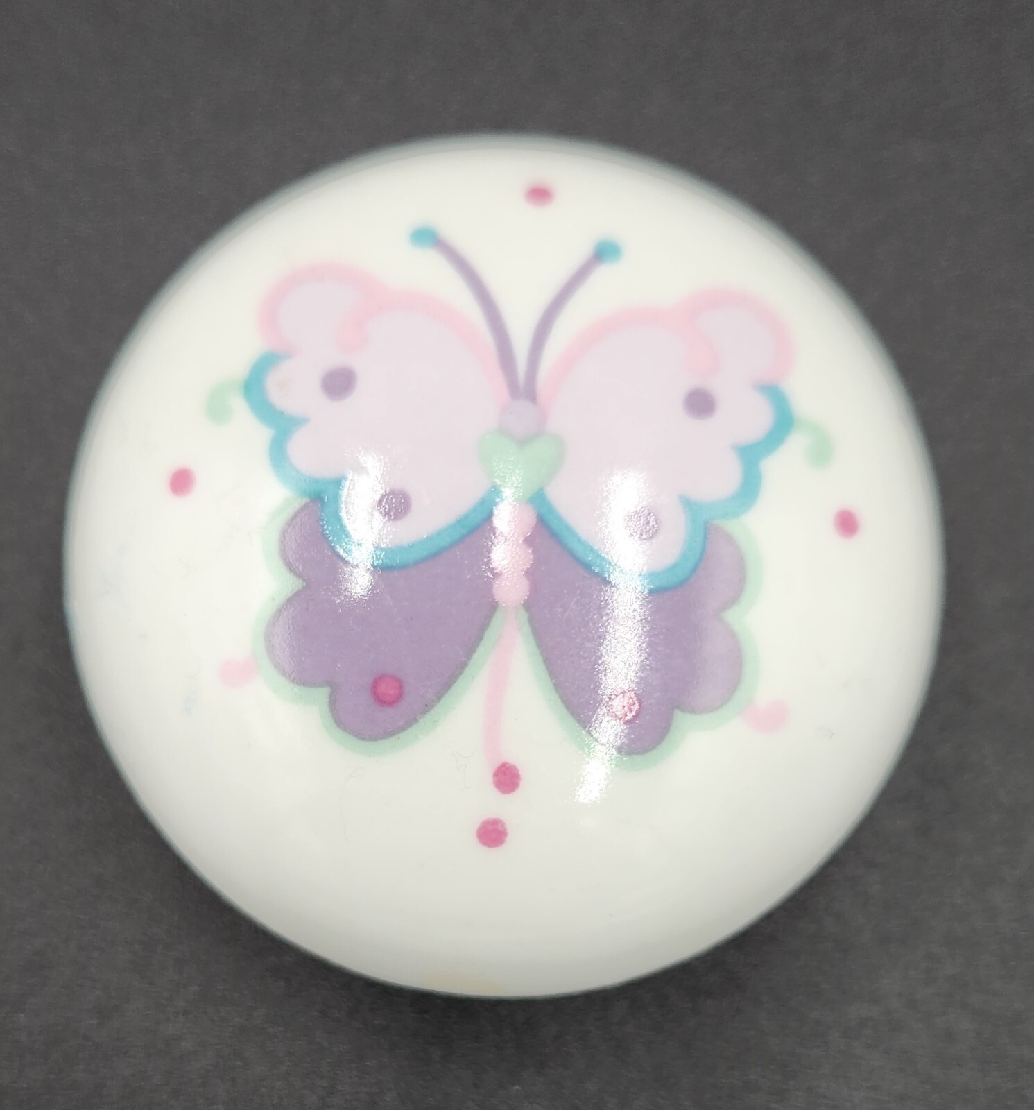 Vintage 1989 LVC Porcelain Butteryfly Trinket Box 2.5" Wide