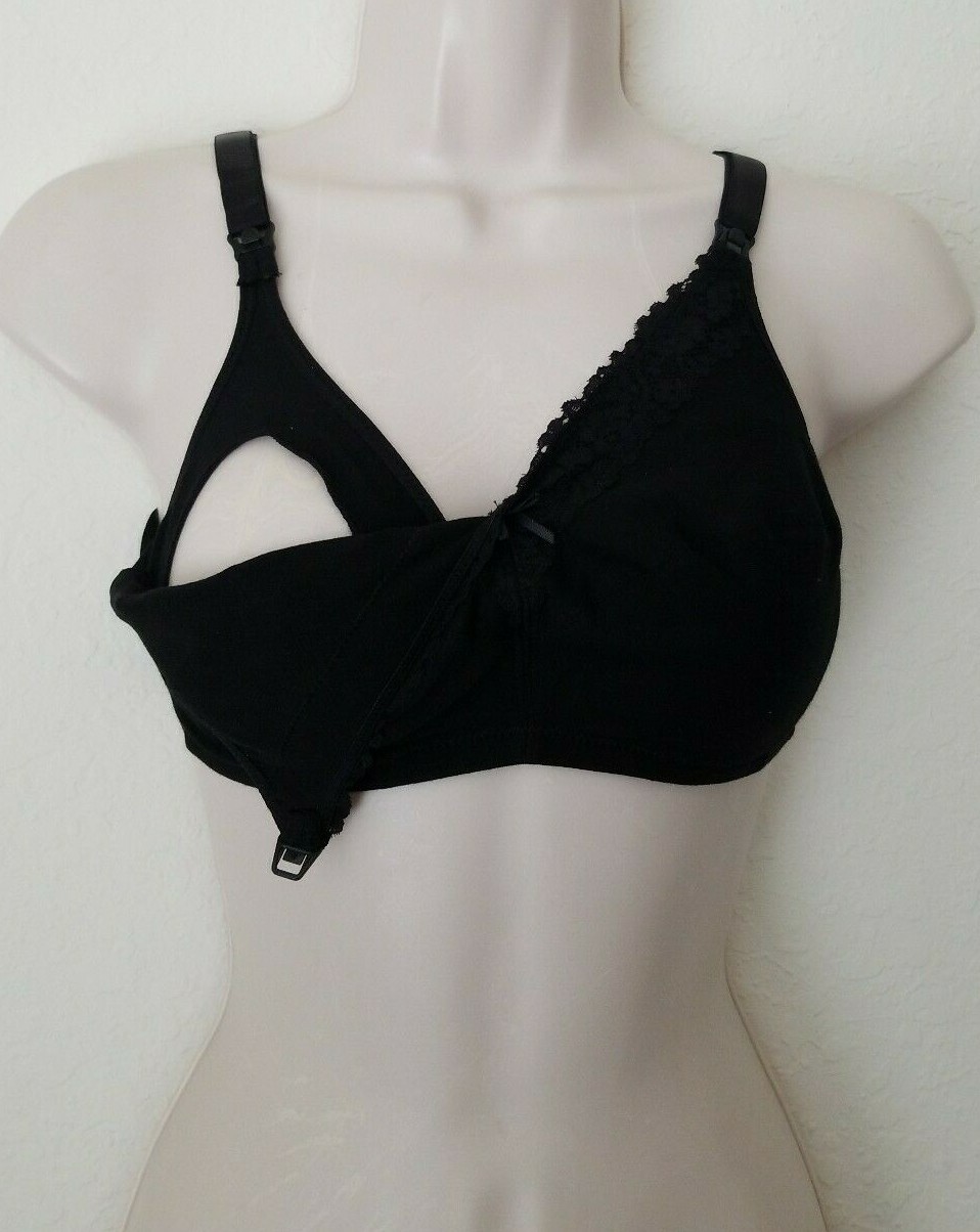 34C Secret Treasures Nursing Bra Wire Free Easy Clasp 2-Pack Black and Tan