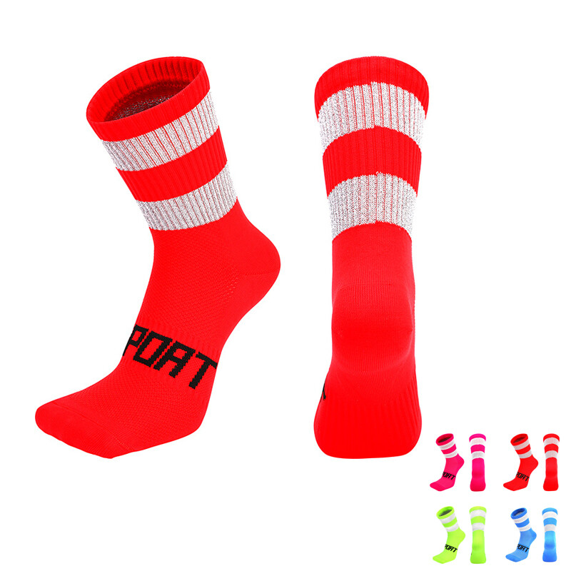 Pro Mens Womens Reflective Cycling Sports Ankle Socks XC Riding Bicycle Bike Red