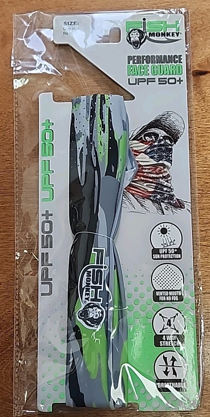 Fish Monkey Performance Face Guard. UPF 50+. 4 Way Stretch. Voodoo Swamp Green