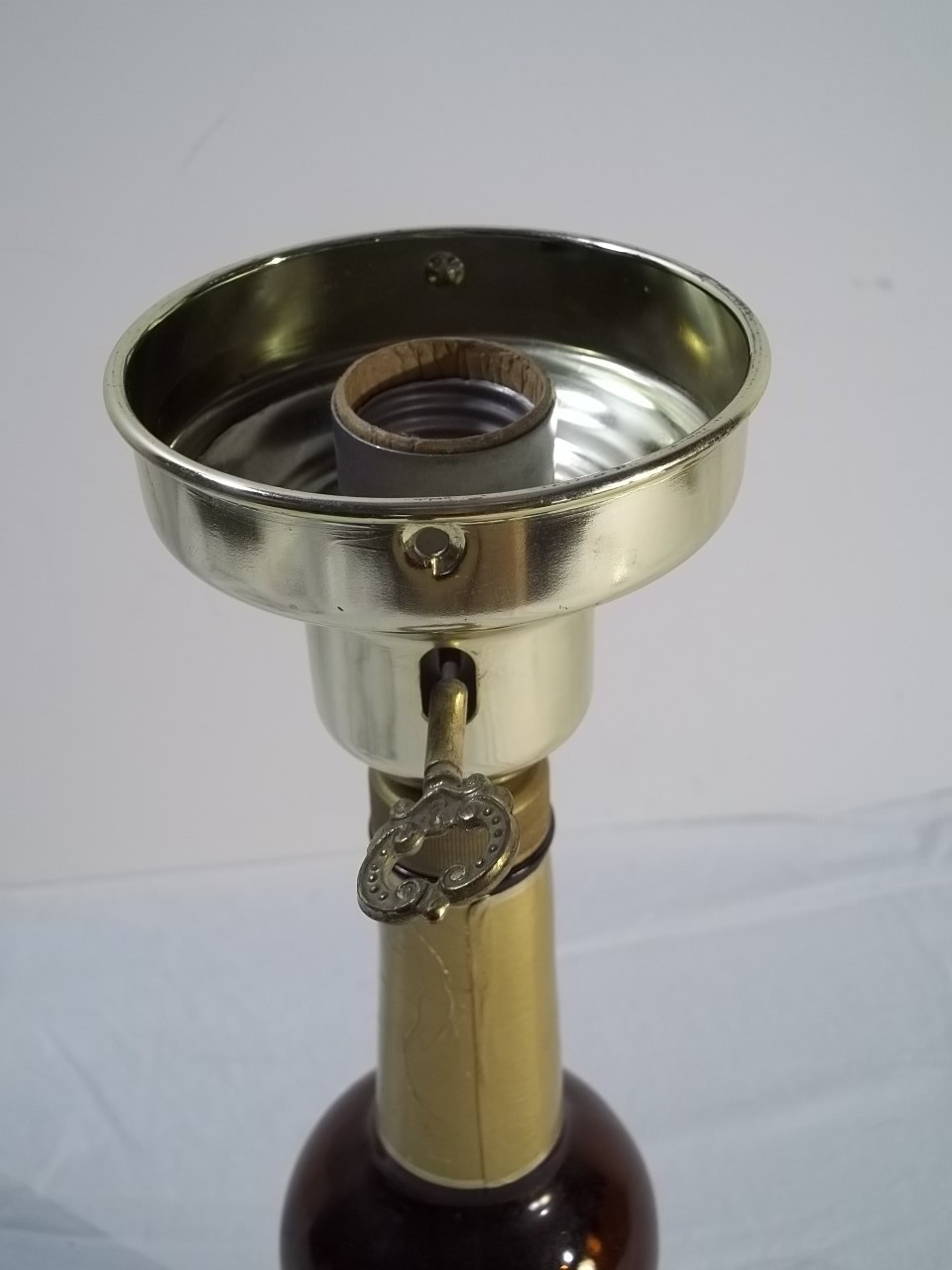 Vintage Hiram Walker Bourbon Bottle Bar Table Lamp