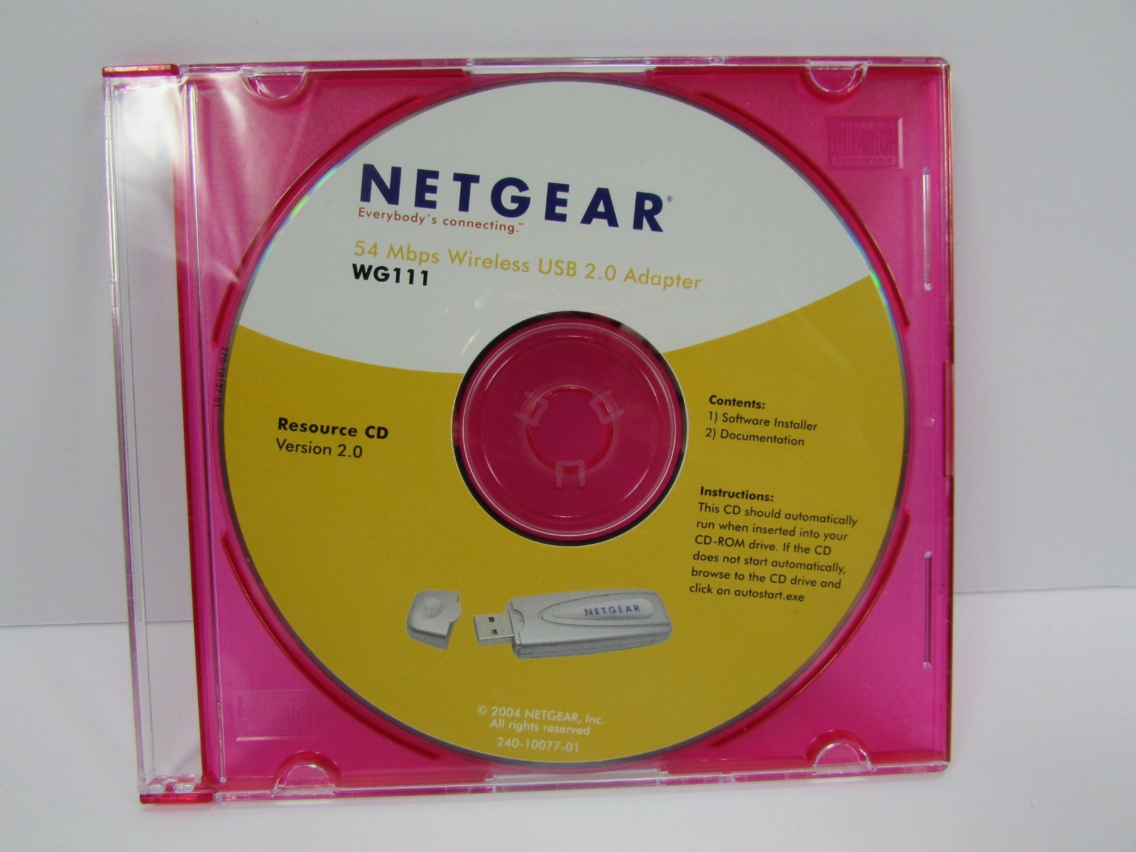 Netgear WG111 v2 Wireless USB Adapter Resource CD-ROM Disc Only Version 2.0
