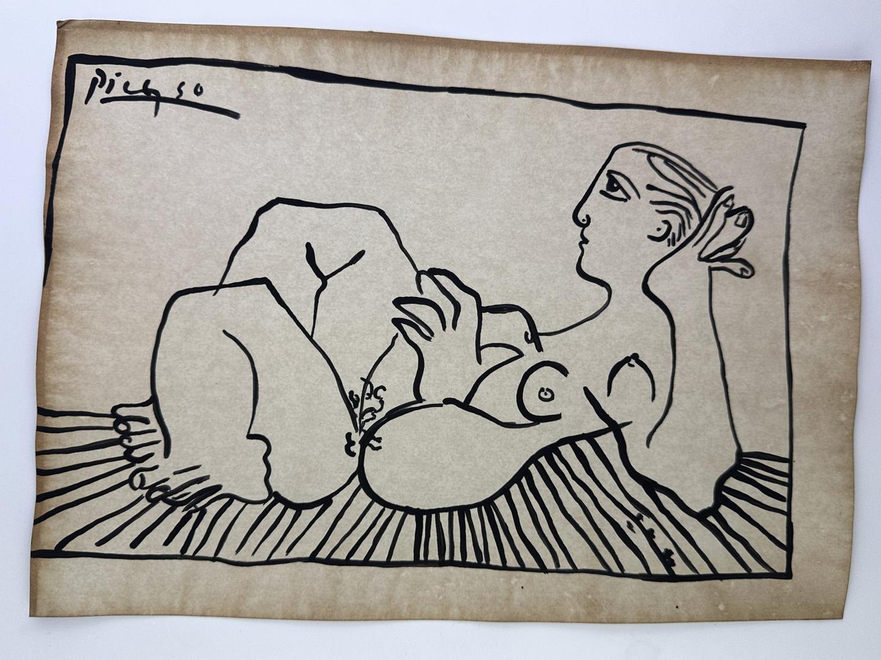 Pablo Picasso COA Vintage Painting Drawing Art Original Signed Stamp