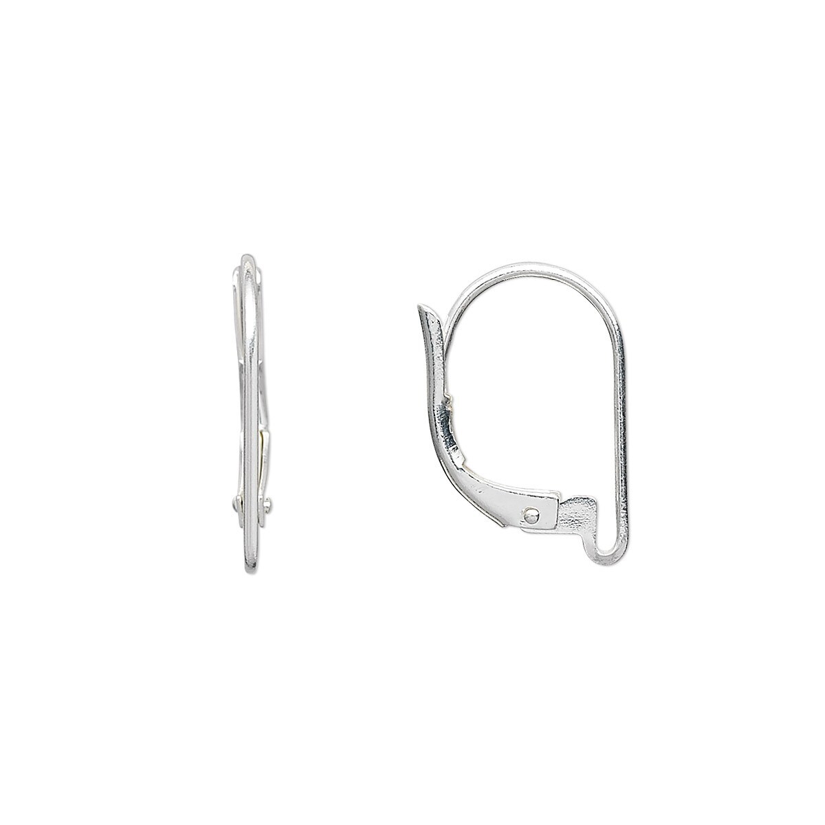 Ear Wire, 10 Silver Plated Brass 16mm Plain Leverback Earwire Earrings with Loop