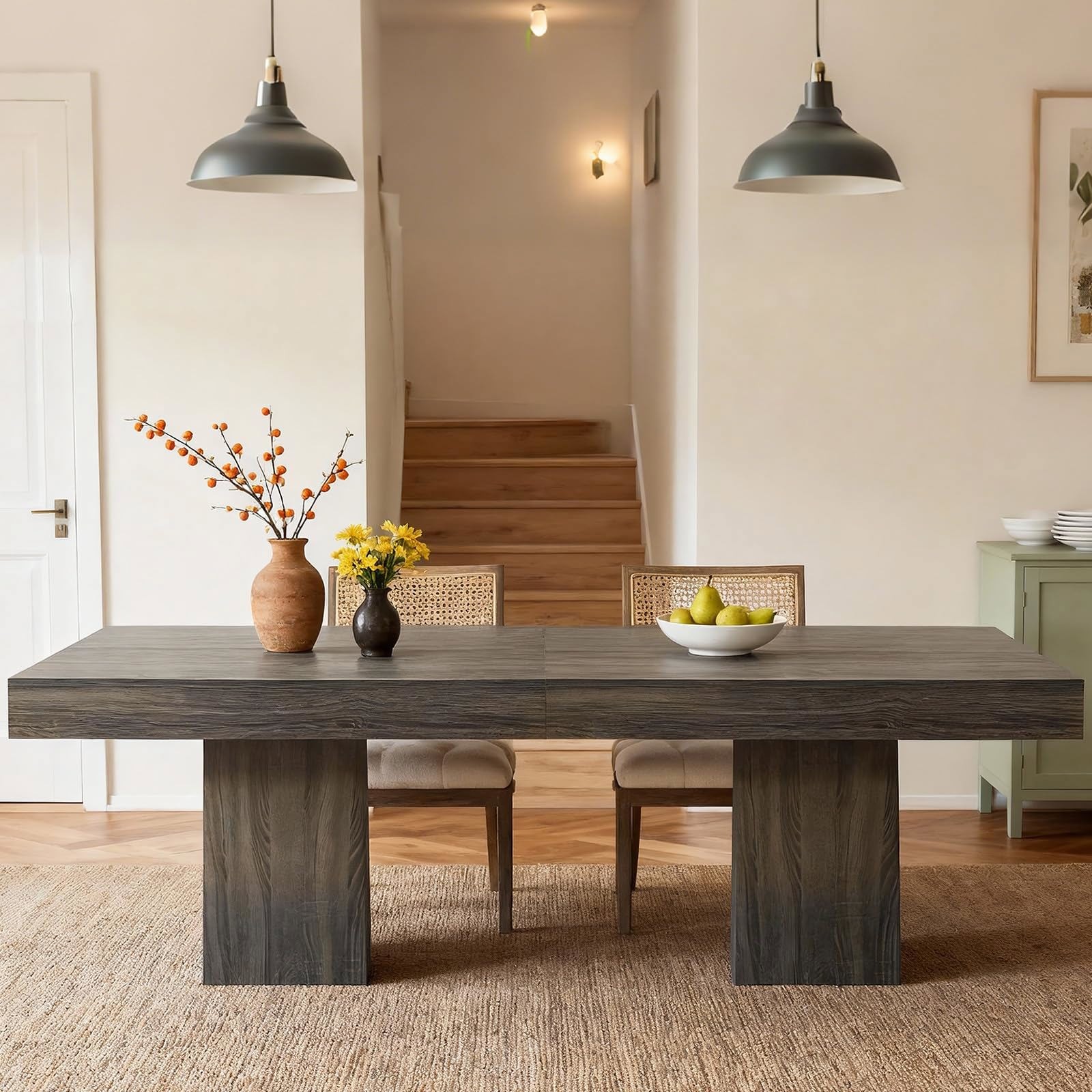 Square Dining for 4, 31.5'' Small Kitchen Table with Pedestal Base Farmho Table
