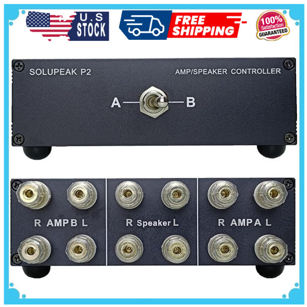 P2 2(1)-In-1(2)-Out Amp Amplifier Speaker Switcher Selector Switch Splitter 2-Wa