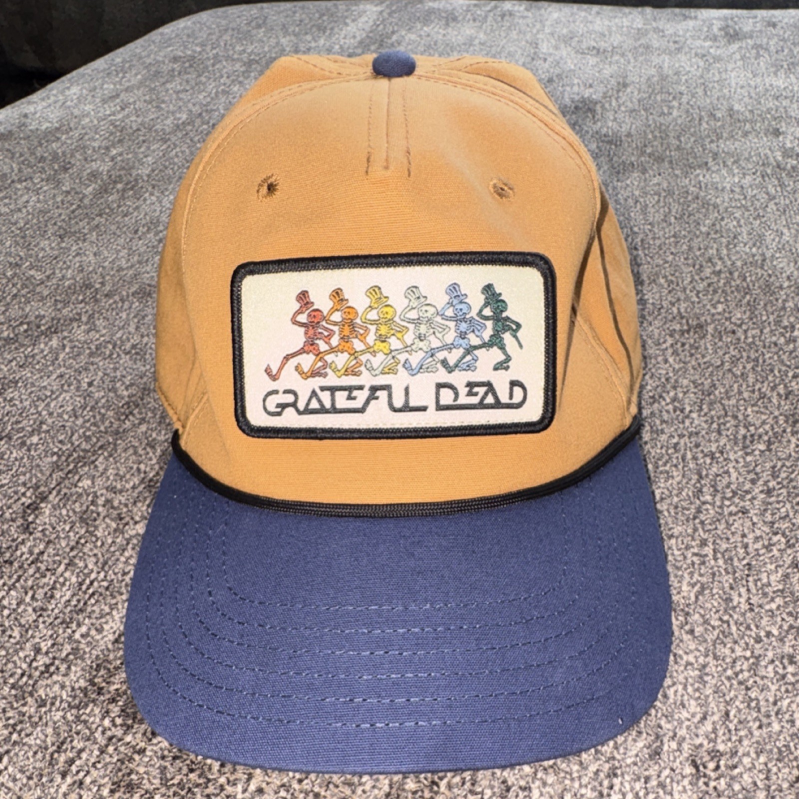 Grateful Dead Dancing Bears Adjustable Snapback Hat Tan & Blue