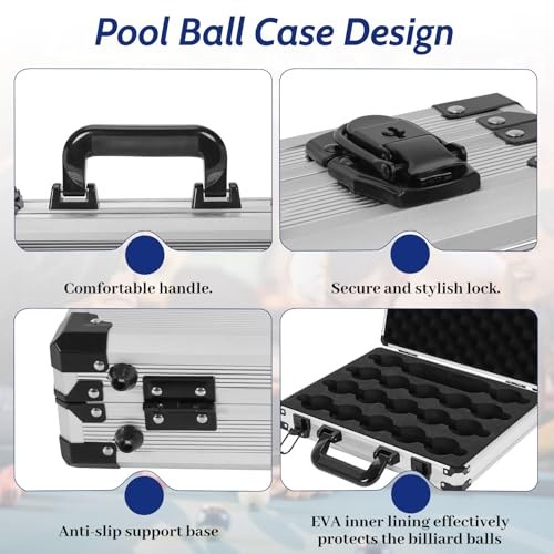 Pool Balls Case Portable Carrying Box with Handle, Large Capacity Hard