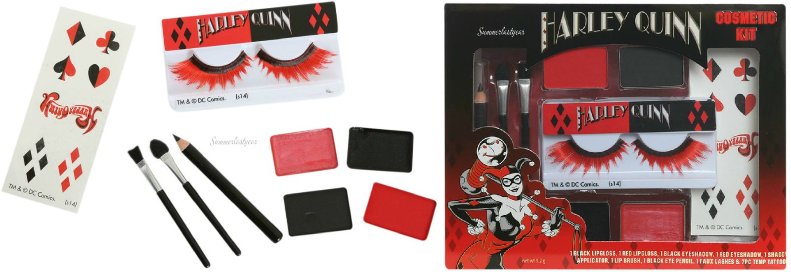 HARLEY QUINN COSPLAY COSTUME COSMETICS KIT / MAKEUP SET ~DC COMICS~ FREE SHIP