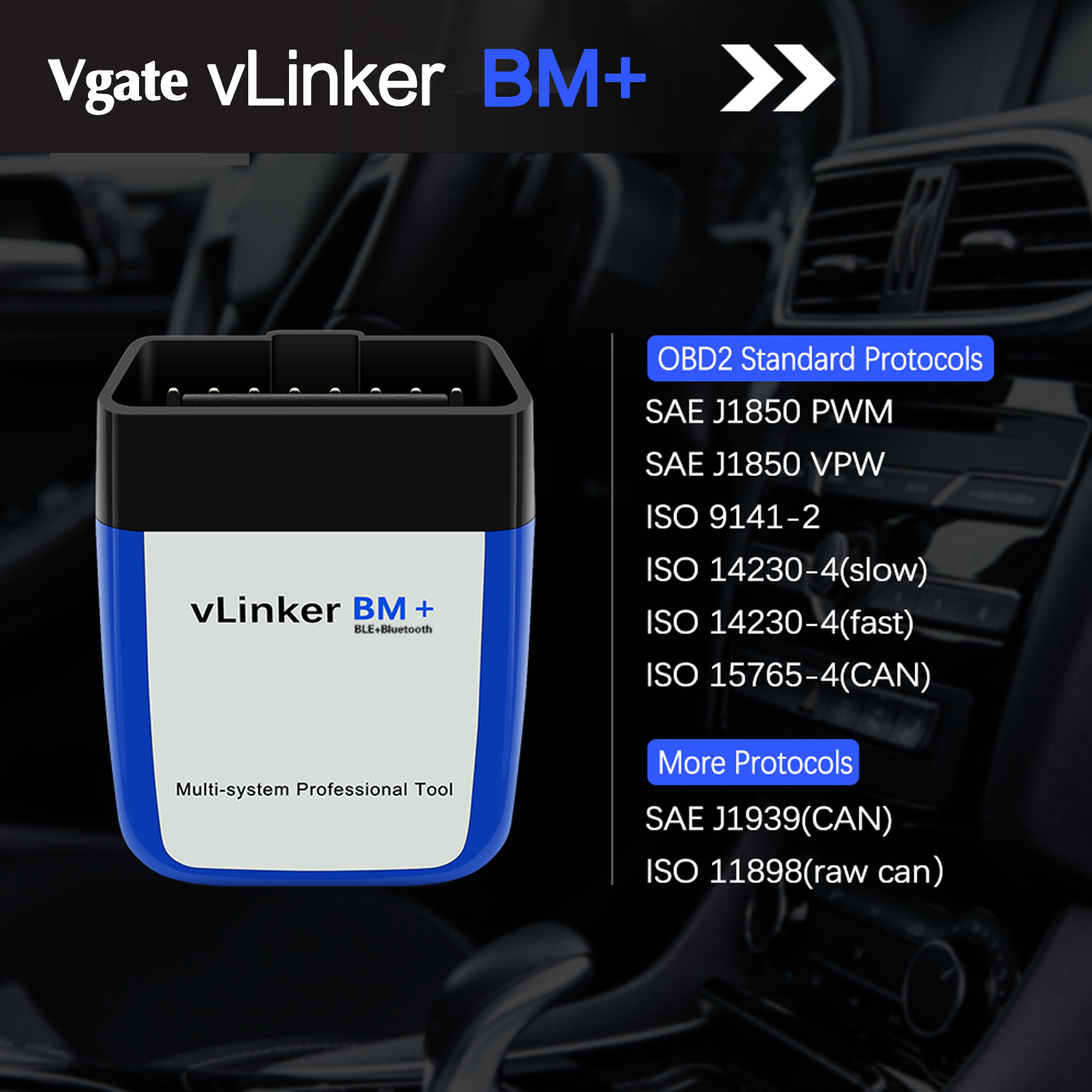 Vgate vLinker BM+ ELM327 V2.2 For BMW Scanner Bluetooth-Compatible 4.0 OBD Code