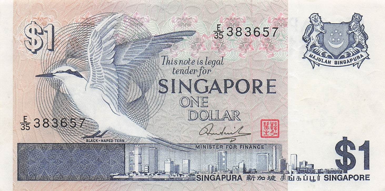 Singapore  $1  ND. 1976  P 9  Bird Series  E/35  Circulated Banknote  RR 61