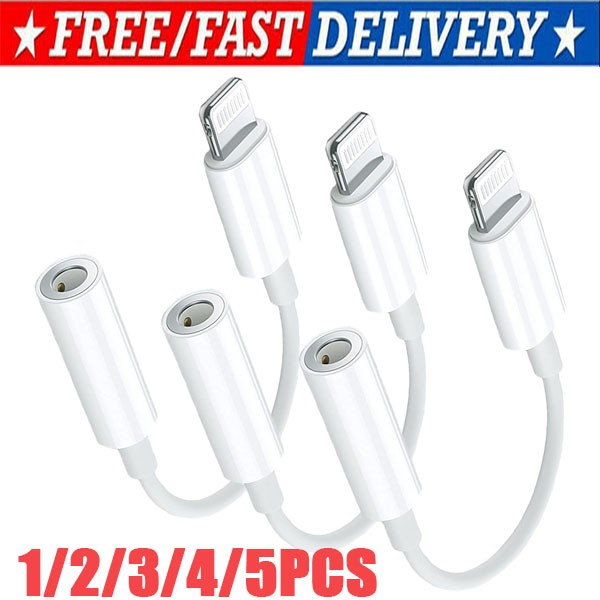 For iPhone Headphone lot Adapter Jack 8Pin to 3.5mm Aux Cord Dongle Converter