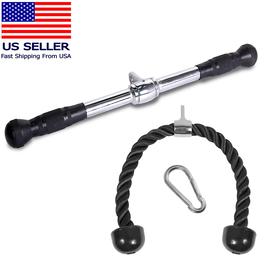Home Gym Cable Attachment Handle Machine Strength Exercise Chrome Press Down Bar