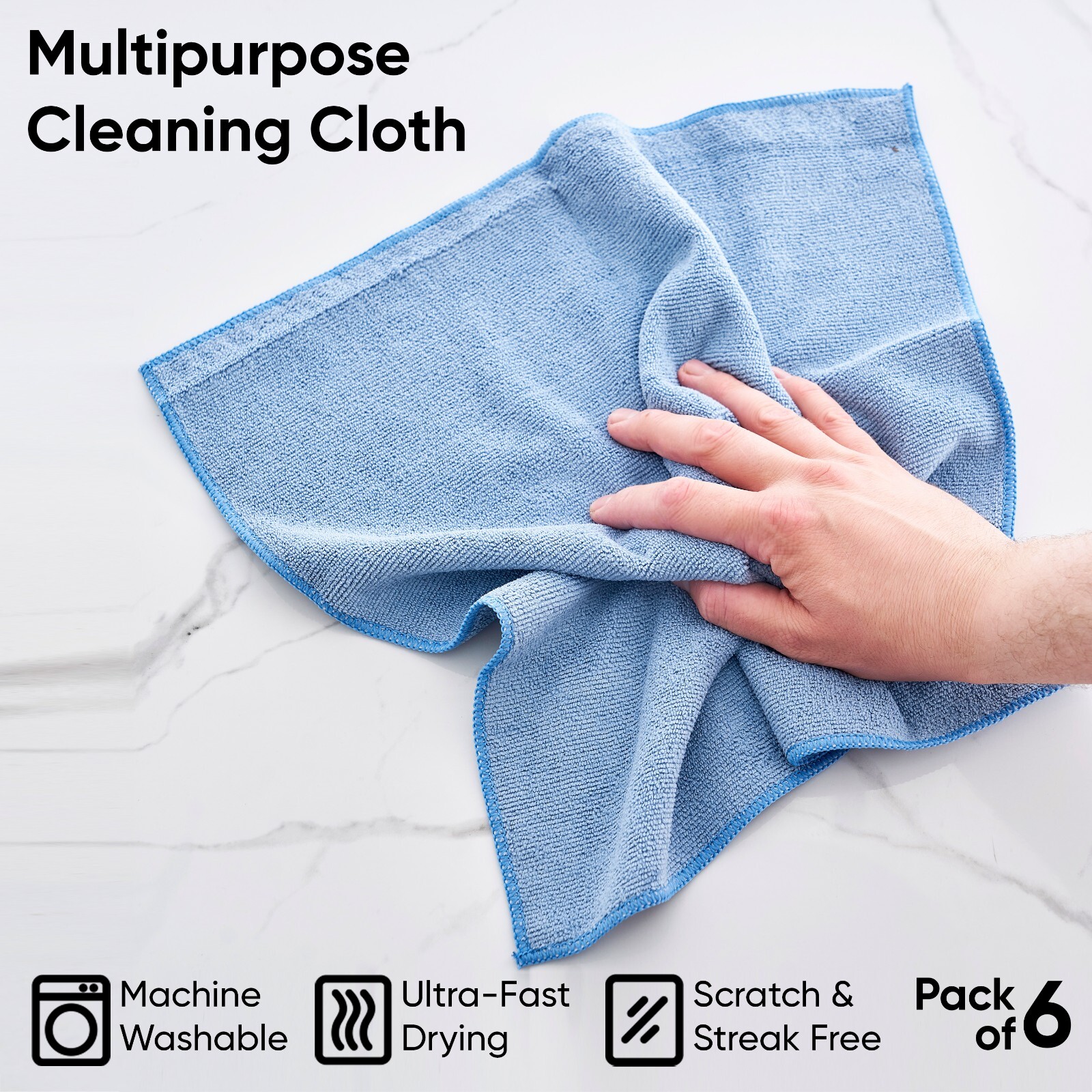 Superio Microfiber Cleaning Cloth 3 Pack, multi-purpose rags for home and auto