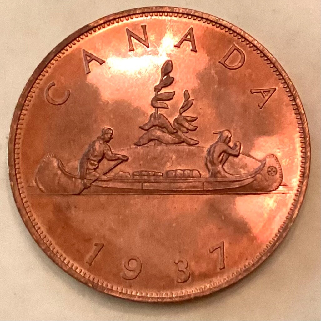 ~ CANADA 1937 EDWARD VIII COPPER PROOF INA RETRO PATTERN DOLLAR