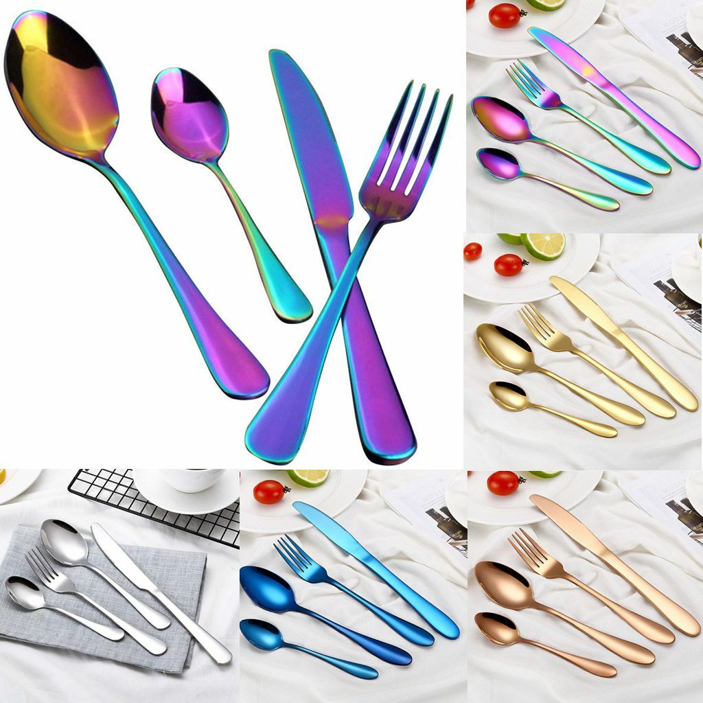 4pcs/Set Silverware Set Flatware Cutlery Sets Stainless Steel Knife Fork Spoon