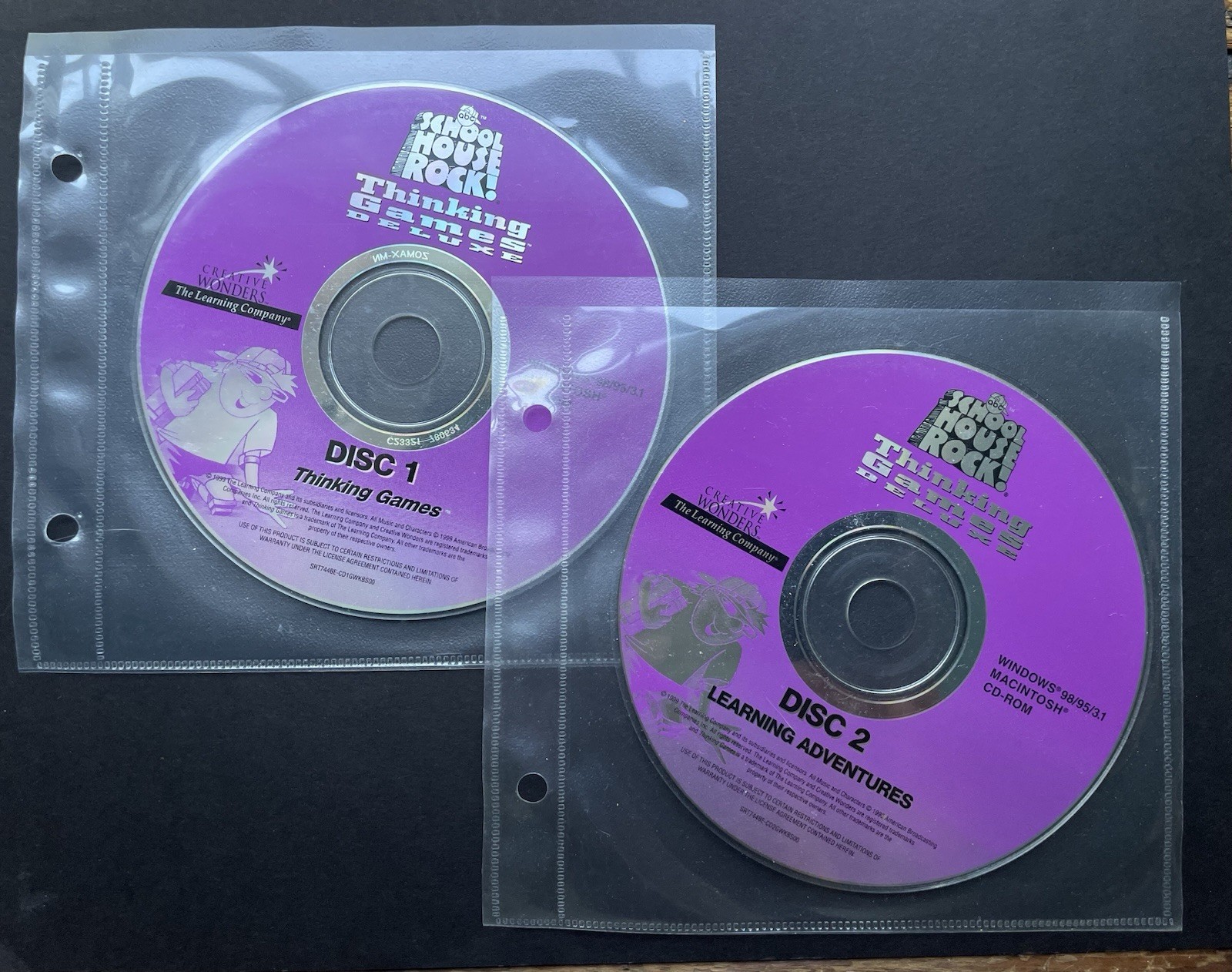 SCHOOL HOUSE ROCK! Thinking Games Deluxe ~ Disc 1 and Disc 2 ~ CD-ROM SET