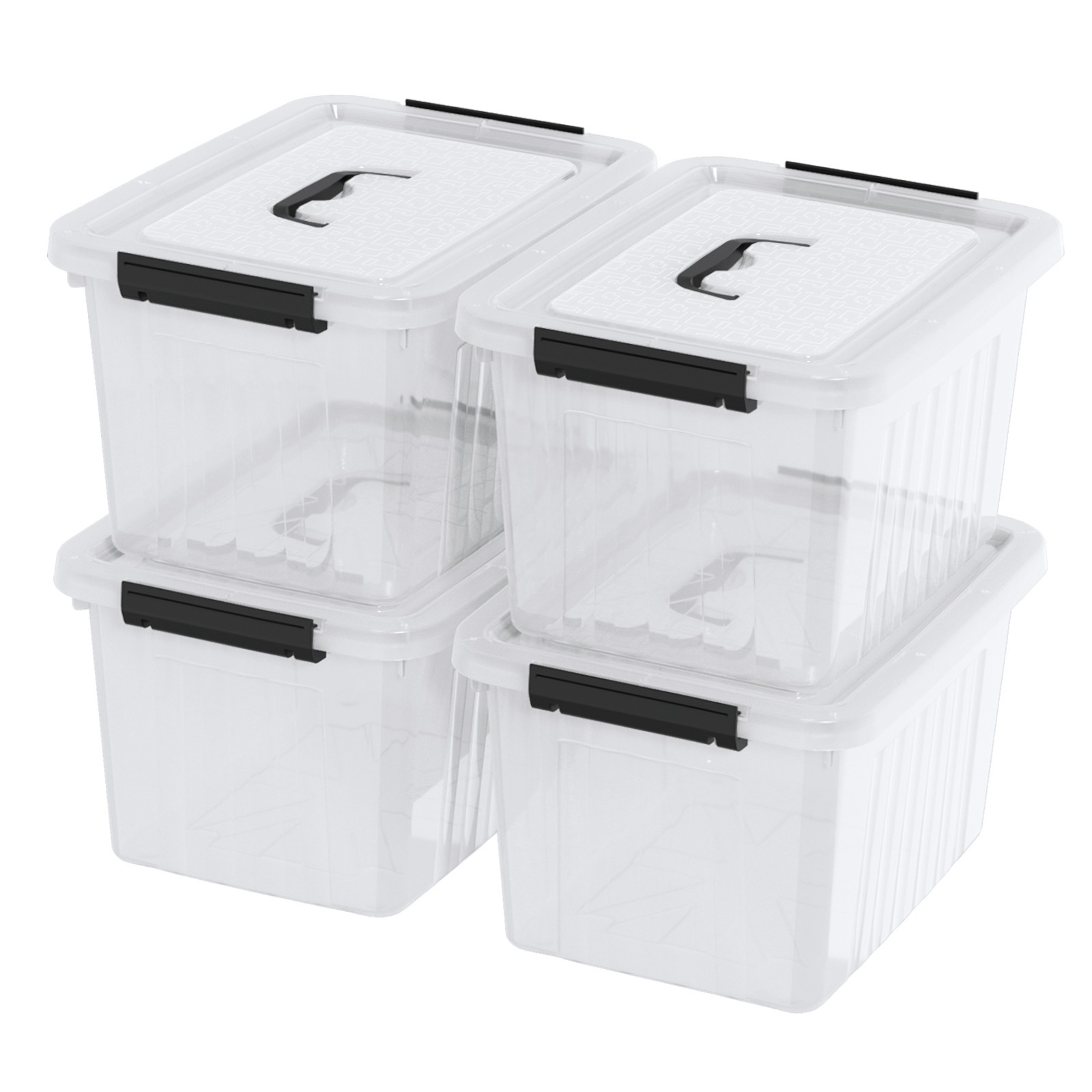 Knifefish 4-Packs Clear Plastic Storage Containers Boxes Bins, 18 L Medium