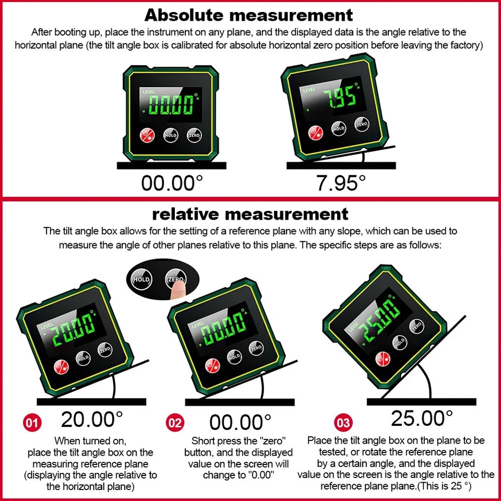 Digital Angle Finder Magnetic Protractor Laser Level Box Inclinometer Tool USA