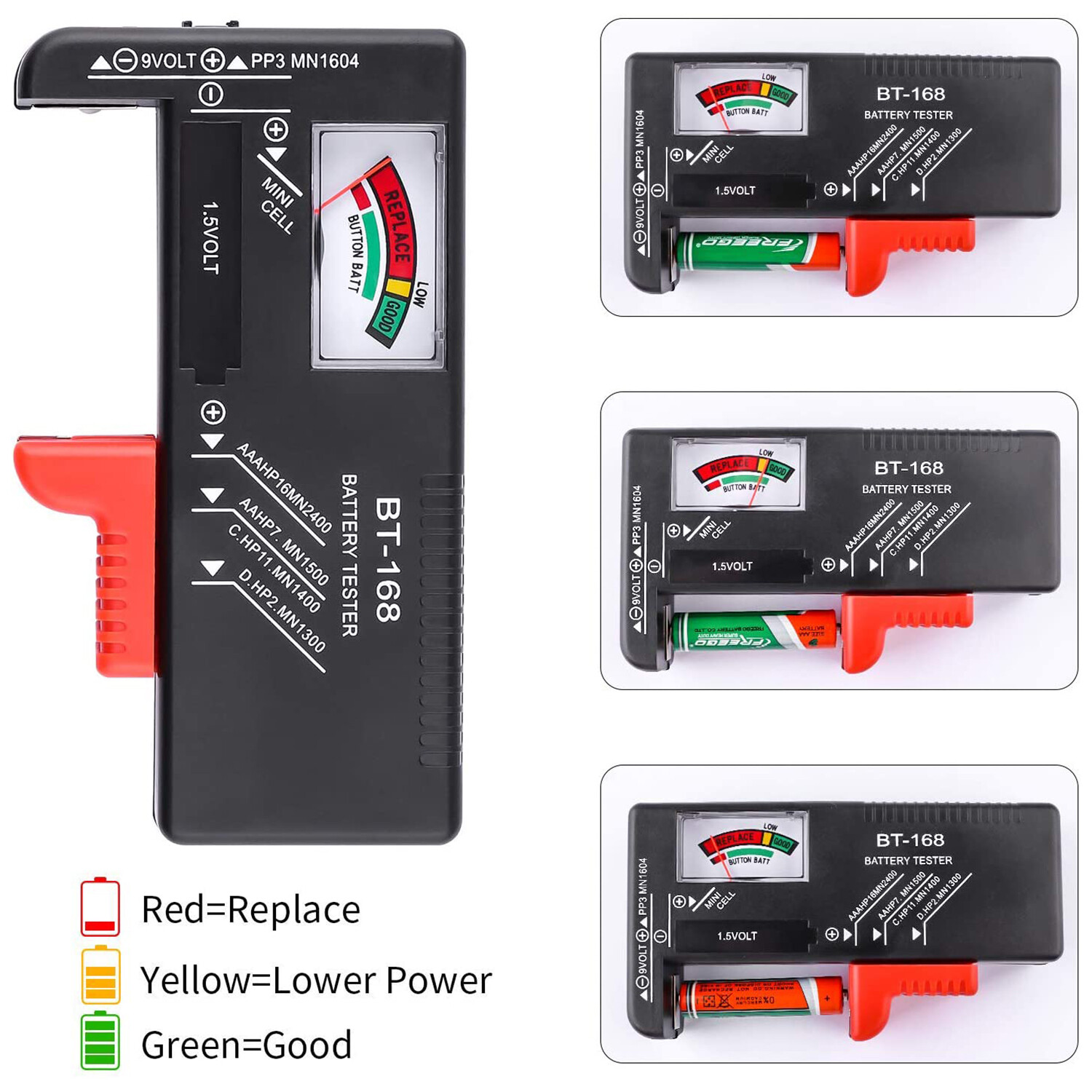 Universal Battery Tester Checker For AA AAA C D 9V 1.5V Button Cell Batteries