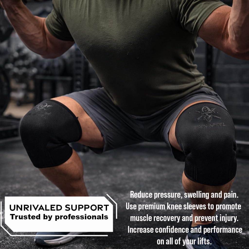 Knee Sleeves for Weightlifting & Powerlifting (7Mm Pair) for Men & Women - Knee