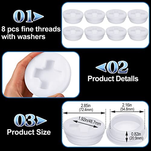 Poly Drum Bung Caps 2 in Fine Coarse Thread White 16 Pack