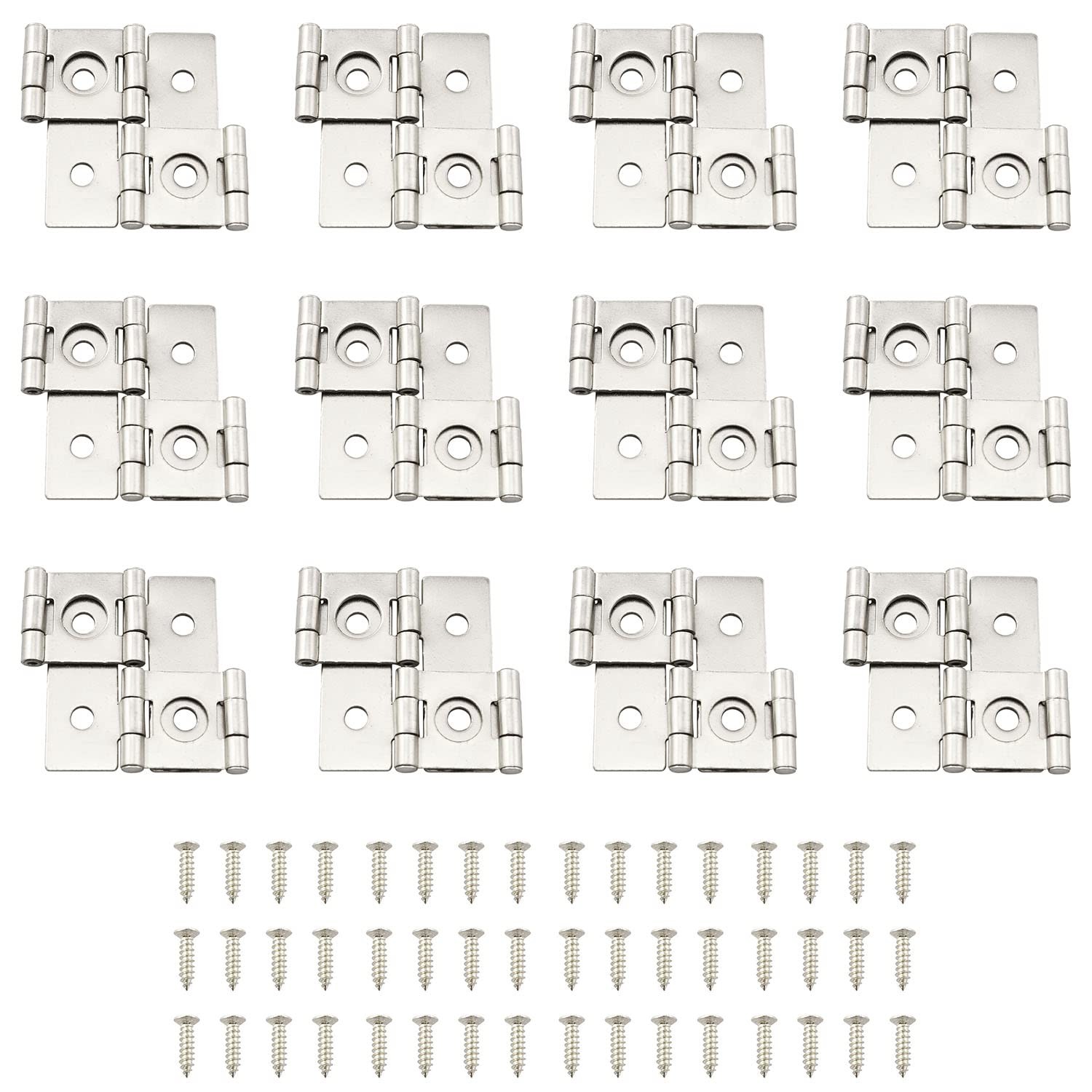 12 PCS 47x47mm White Nickel Double Acting Folding Screen Hinge for Cabinets