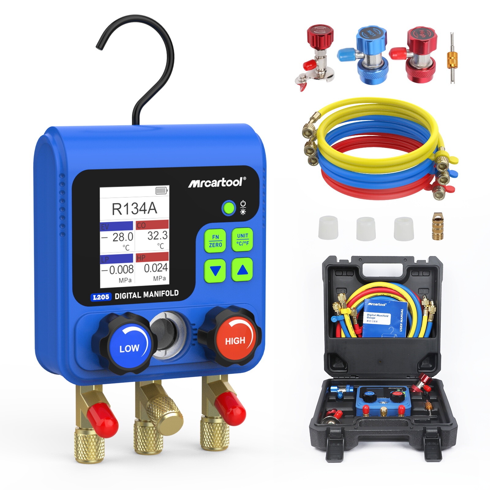 Refrigeration Manifold Gauge HVAC Gauges Digital Vacuum Pressure Temp Tester US