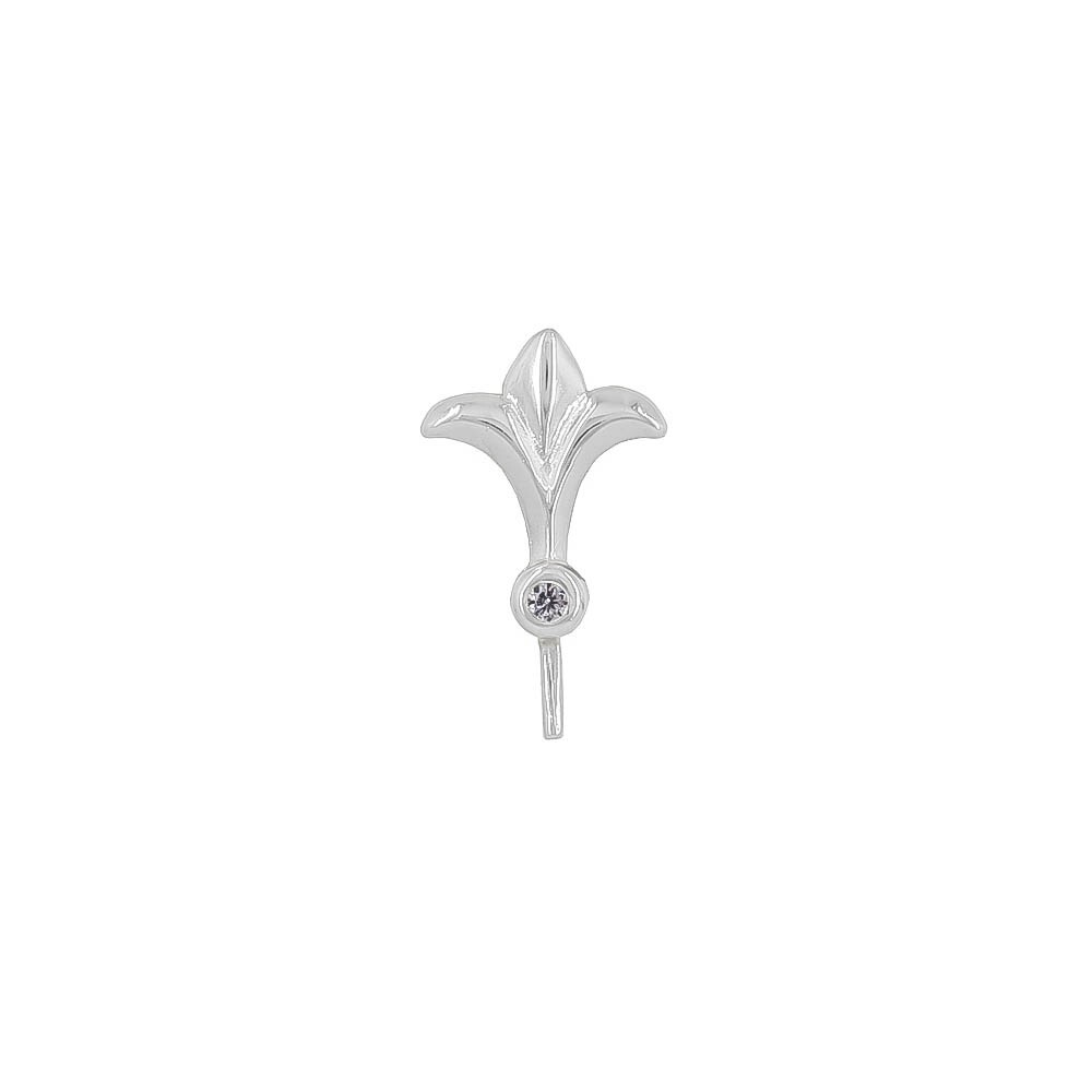 Sterling Silver CZ Lily Flower Glue In Pendant Bail with Pin #97348