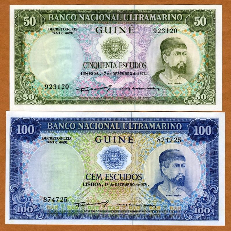 SET, Portuguese Guinea, 50;100 Escudos 1971 P-44;45 UNC