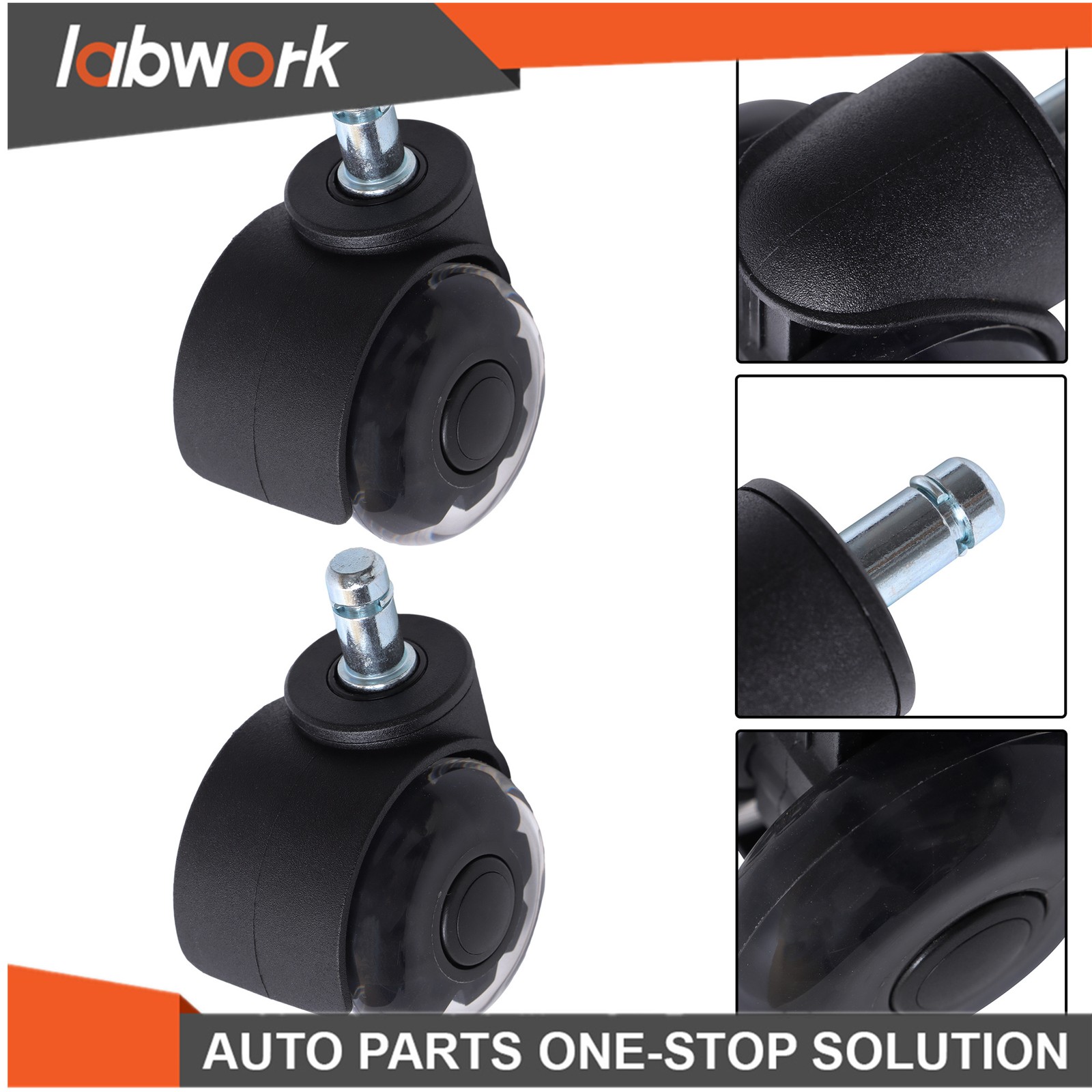 Labwork 5 Pack 2 Inch Universal Mute Rubber Chair Casters 360° Swivel Wheels