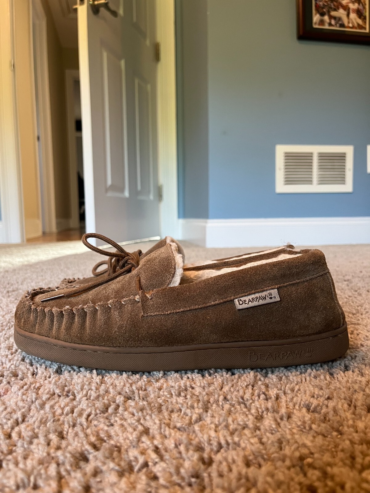 Bearpaw Slipper Men Size 10 - Wool Blend Lining - Wool Blend Footbed 