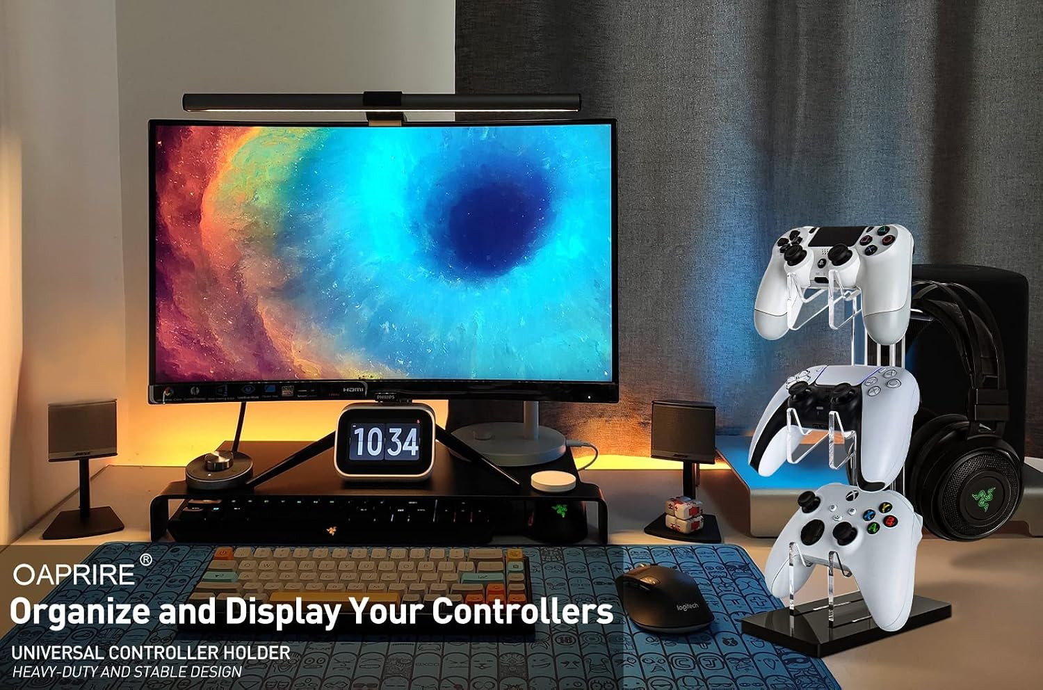 Controller Stand Headset Stand, 3 Tier Acrylic Gaming Controller Holder